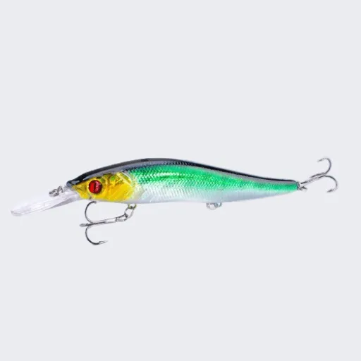 New 3D Eyes Bionic Minnow Fishing Lures Baits Artificial Hard bait with  Feather Treble Hook Fishing Bait